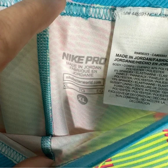 Nike Pro Girls 3/4 Length Training Tights XL Neon - Picture 4 of 5